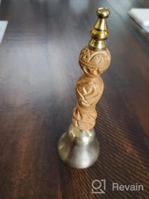 img 6 attached to Small Wooden Carved Hand Bell With Brass Detailing - 6 Inch, Perfect For Service Or Decoration, From Shubhkart