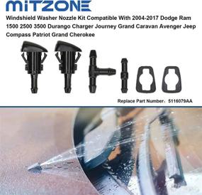 img 3 attached to 🚗 MITZONE Windshield Washer Nozzle Kit | Compatible with Dodge Ram 1500 2500 3500, Durango, Charger, Journey, Grand Caravan, Avenger, Jeep Compass, Patriot & Grand Cherokee | 2004-2017 Models