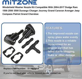 img 1 attached to 🚗 MITZONE Windshield Washer Nozzle Kit | Compatible with Dodge Ram 1500 2500 3500, Durango, Charger, Journey, Grand Caravan, Avenger, Jeep Compass, Patriot & Grand Cherokee | 2004-2017 Models