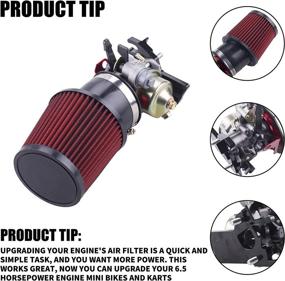 img 3 attached to 🔥 High Performance Upgraded Carburetor Air Filter Adapter Intake Spark Plug Kit for Predator 212cc 6.5 Hp Honda GX160 GX200 196cc Coleman CT200U Trail CT100U Mini Bike Go Kart Racing (Red)