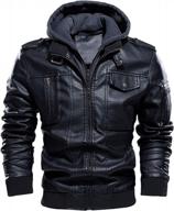 мужская кожаная мотоциклетная куртка-бомбер с подкладкой из флиса со съемным теплым зимним капюшоном логотип
