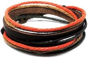 img 1 attached to Stylish And Versatile: COOLLA Leather And Rope Adjustable Bracelet With Metal Snapper