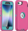 shockproof iphone se 2nd/3rd gen case w/ built-in screen protector - aicase 2020/2022 (pink) logo