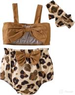 🩱 adorable 3pcs baby girl bikini swimsuit set - halter tube, bowknot, leopard print summer outfits logo