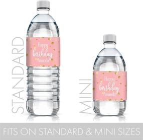 img 3 attached to Custom Pink & Gold Birthday Water Bottle Labels - 24 Stickers For Your Special Day!