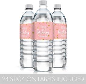 img 2 attached to Пользовательские розовые и золотые этикетки для бутылок с водой на день рождения - 24 наклейки для вашего особенного дня!