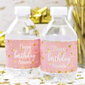 img 4 attached to Пользовательские розовые и золотые этикетки для бутылок с водой на день рождения - 24 наклейки для вашего особенного дня!