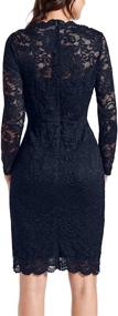 img 3 attached to MSLG Women'S Elegant Floral Lace Bateau Neck Long Sleeves Cocktail Wedding Guest Bodycon Pencil Dress For Business 906