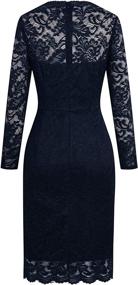 img 1 attached to MSLG Women'S Elegant Floral Lace Bateau Neck Long Sleeves Cocktail Wedding Guest Bodycon Pencil Dress For Business 906