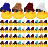 🦆 48 pcs mini rubber duck with sunglasses and knitting hats sets - fun bath toy for birthday party favors, classroom prizes, pinata fillers logo