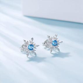 img 1 attached to Winter Snowflake Earrings For Women Hypoallergenic 925 Sterling Silver Snow Flower Ear Studs Christmas Girls Jewelry Gift