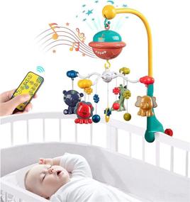 img 4 attached to 👶 Queenii Baby Crib Mobile with Soothing Music, Star Projection Lights, and Animal Toys - Timer, Remote Control, 360° Rotating Rattles - Nursery Decor for 3M+ Infants