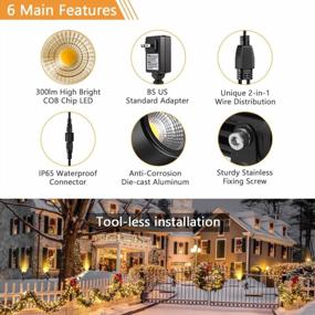img 2 attached to ECOWHO Low Voltage Landscape Lighting 6 Pack - 12V LED Spot Lights With Plug-In Design And IP65 Waterproof Rating For House Yard Path, Extendable To 8 Or 10 Lights - 69Ft Warm White Garden Lights