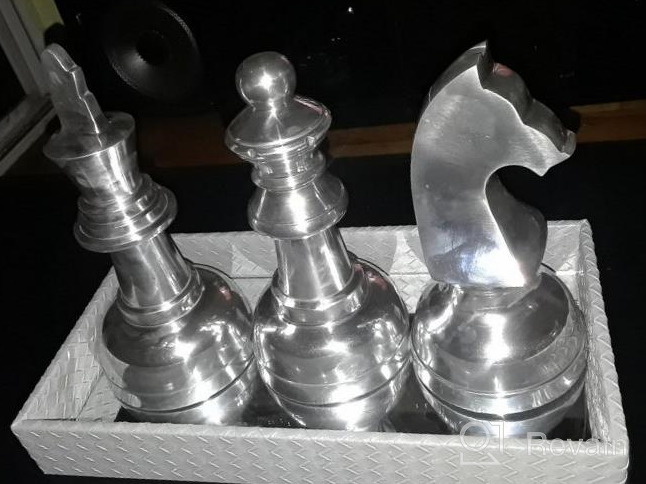 img 1 attached to Silver Aluminum Chess Sculpture Set Of 3 With Knight, Queen And King - 4"W 9"H By CosmoLiving By Cosmopolitan. review by Sandra Landgrebe