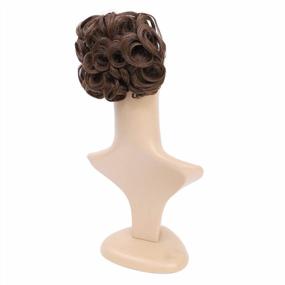 img 1 attached to Medium Ash Brown-8# SWACC Short Messy Curly Dish Hair Bun Extension With Easy Stretch Combs Clip In Ponytail Scrunchie Chignon Tray