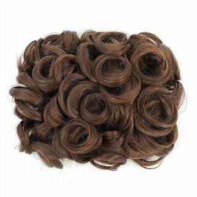 img 3 attached to Medium Ash Brown-8# SWACC Short Messy Curly Dish Hair Bun Extension With Easy Stretch Combs Clip In Ponytail Scrunchie Chignon Tray