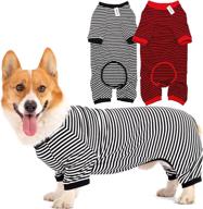 🐾 cotton striped dog pajamas jumpsuit, breathable 4-legged basic pjs shirts for puppies and cats, super soft stretchable puppy jammies, fashionable and comfortable for male and female pets (black red+black, size: medium) логотип