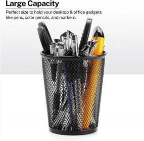img 2 attached to 3-Pack Mesh Metal Pen Holder Desk Organizer, Premium Pen Cup Marker Holders For Home Office School Supplies, Makeup Brush Storage Workspace Accessories - 4.6’’ Grande (Black)