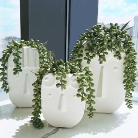 img 3 attached to Supla 4 Pcs Artificial Hanging Succulents Faux Burro'S Tail Picks Trailing String Of Pearls Succulent Greenery Sprays 13.4" L For Basket Planter Centerpiece Floral Arrangement Indoor Outdoor Decor