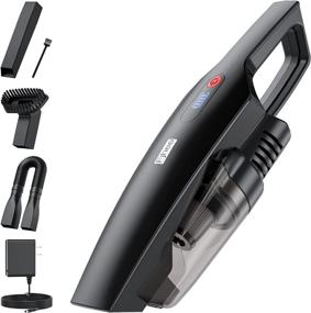 img 4 attached to Fjhee Handheld Vacuum Cordless: Powerful 150W Rechargeable Wireless Car Vacuum Cleaner with 9500Pa Suction - Ideal for Home, Office, Car & Pet Hair Cleaning! Includes Storage Bag and 4 Attachments