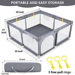 img 3 attached to 👶 Safe and Spacious Baby Playpen - Indoor & Outdoor Kids Activity Center | Sturdy, Breathable, and Visible Mesh - 50"x50" Play Yard