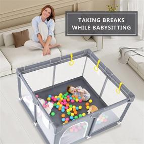 img 1 attached to 👶 Safe and Spacious Baby Playpen - Indoor & Outdoor Kids Activity Center | Sturdy, Breathable, and Visible Mesh - 50"x50" Play Yard