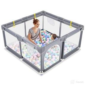 img 4 attached to 👶 Safe and Spacious Baby Playpen - Indoor & Outdoor Kids Activity Center | Sturdy, Breathable, and Visible Mesh - 50"x50" Play Yard