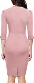 img 3 attached to Knitee Women'S Retro 3/4 Sleeve Ruched Elegant Bodycon Work Business Pencil Dress