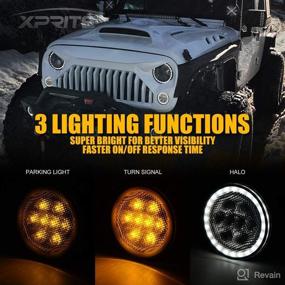 img 1 attached to Xprite Smoked Lens Turn Signal & Side Marker Light Combo with 🔶 DRL Halo, LED Lights - Compatible with 2007-2018 Jeep Wrangler JK & Wrangler Unlimited