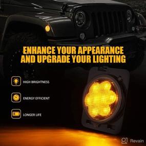 img 3 attached to Xprite Smoked Lens Turn Signal & Side Marker Light Combo with 🔶 DRL Halo, LED Lights - Compatible with 2007-2018 Jeep Wrangler JK & Wrangler Unlimited