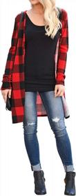 img 2 attached to Buffalo Plaid Snap Cardigan: Lacozy Women'S Long Open-Front Kimono Knit Sweater With Draped Design