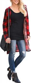 img 1 attached to Buffalo Plaid Snap Cardigan: Lacozy Women'S Long Open-Front Kimono Knit Sweater With Draped Design