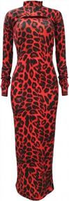 img 2 attached to Leopard Print 2-Piece Clubwear Set: Long Sleeve Crop Top And Bodycon Maxi Dress For Women'S Sexy Style