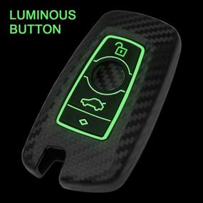 img 3 attached to 🔑 TANGSEN Blue Silicone Rubber Key Fob Cover for BMW 1 3 4 5 6 7 Series GT3 GT5 M5 M6 X3 X4 - 3D Twill Weave Carbon Fiber Texture - ABS Plastic - 3 4 Button Keyless Entry Remote