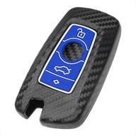 🔑 tangsen blue silicone rubber key fob cover for bmw 1 3 4 5 6 7 series gt3 gt5 m5 m6 x3 x4 - 3d twill weave carbon fiber texture - abs plastic - 3 4 button keyless entry remote логотип