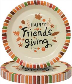 img 4 attached to 50-Piece 7-Inch Happy Friends Giving Maple Leaf Thanksgiving Day Party Dessert Plates Tableware Set
