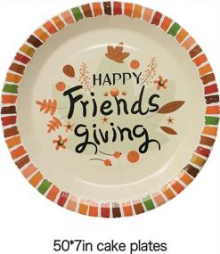 img 3 attached to 50-Piece 7-Inch Happy Friends Giving Maple Leaf Thanksgiving Day Party Dessert Plates Tableware Set