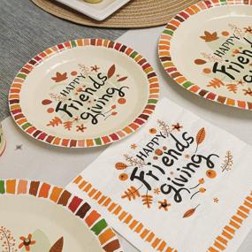 img 2 attached to 50-Piece 7-Inch Happy Friends Giving Maple Leaf Thanksgiving Day Party Dessert Plates Tableware Set