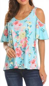 img 1 attached to Cut-Out Shoulder Floral Print Women'S Short-Sleeve Blouse By Sherosa