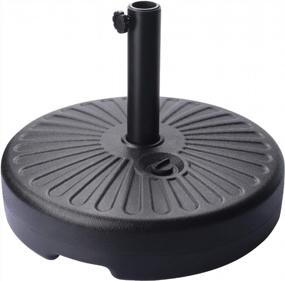 img 4 attached to Heavy Duty Water Filled Patio Umbrella Base | 50LB | Fits 6-9Ft Straight-Pole Garden Umbrella | Steel Pole Weighted Market Design | Outside Pole Holder