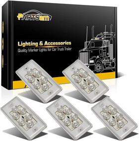 img 4 attached to 🚦 Partsam 6 LED Amber Roof Clearance Marker Lights for Freightliner Century/Columbia Cab - Reliable Replacement with Clear Lens and Flush Mount Design