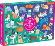 double-sided mudpuppy puzzle for family fun - 100 pieces, 22”x16.5” - colorful illustrations of dogs and cats - perfect for ages 6+ - two entertaining puzzles in one box logo