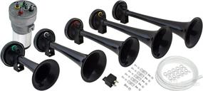 img 4 attached to Powerful 5-Trumpet La Cucaracha Musical Air Horn Kit – Vixen Horns VXH6803B: Get Loud with Black 12V Compressor System