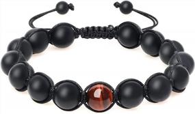 img 4 attached to Handcrafted Onyx Bracelet - Simple Beaded Matte Design By COAI