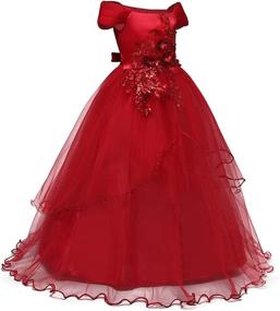 img 2 attached to 👗 Stylish NNJXD Embroidery Strapless Shoulder Princess Girls' Clothing Dresses: Fashionable and Trendy Choices for Your Little Princess