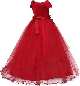 img 1 attached to 👗 Stylish NNJXD Embroidery Strapless Shoulder Princess Girls' Clothing Dresses: Fashionable and Trendy Choices for Your Little Princess