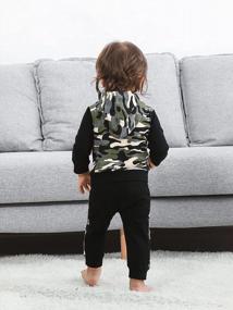 img 2 attached to 2PCS Toddler Boys Clothes Hooded Sweatshirt & Camo Pants - Classic Plaid Letter Print
