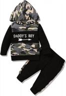 2pcs toddler boys clothes hooded sweatshirt & camo pants - classic plaid letter print logo