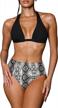 stylish vamjump women's halter bikini set with high waisted bottoms logo