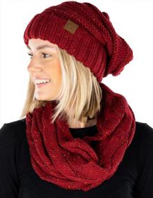 img 4 attached to Funky Junque Cozy Winter Set: Oversized Slouchy Beanie And Matching Infinity Scarf Bundle